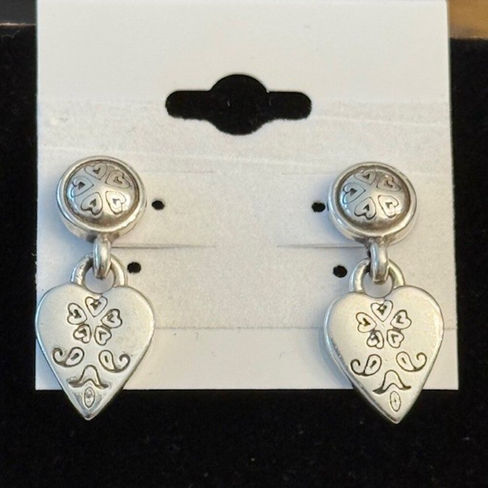 Brighton Silver Heart Dangle Earrings - image 1